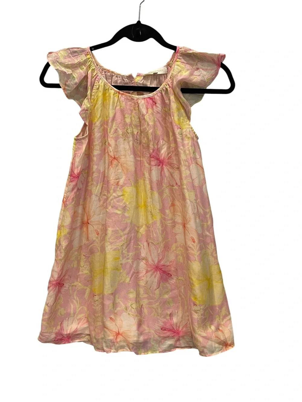 LoveShackFancy Pink Floral Flutter-Sleeve dress for Kids 2/8yrs